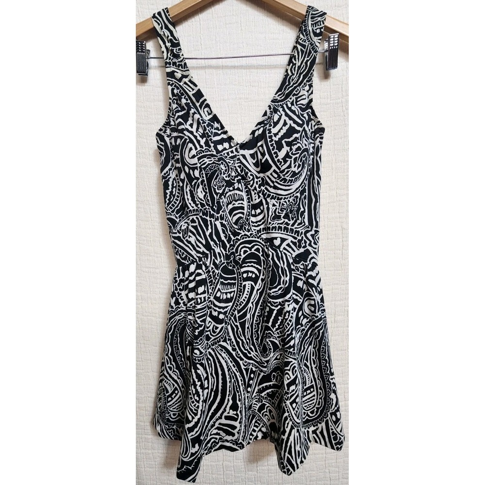 Womens Azul Black White One Piece Swimsuit Dress Sz‎ 12 Shorts Underneath Beach